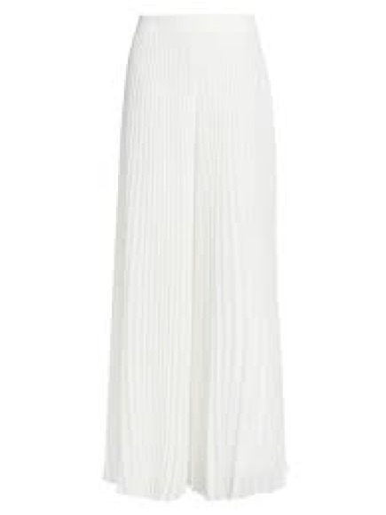 Badgley Mischka White Pleated Wide-Leg Pants